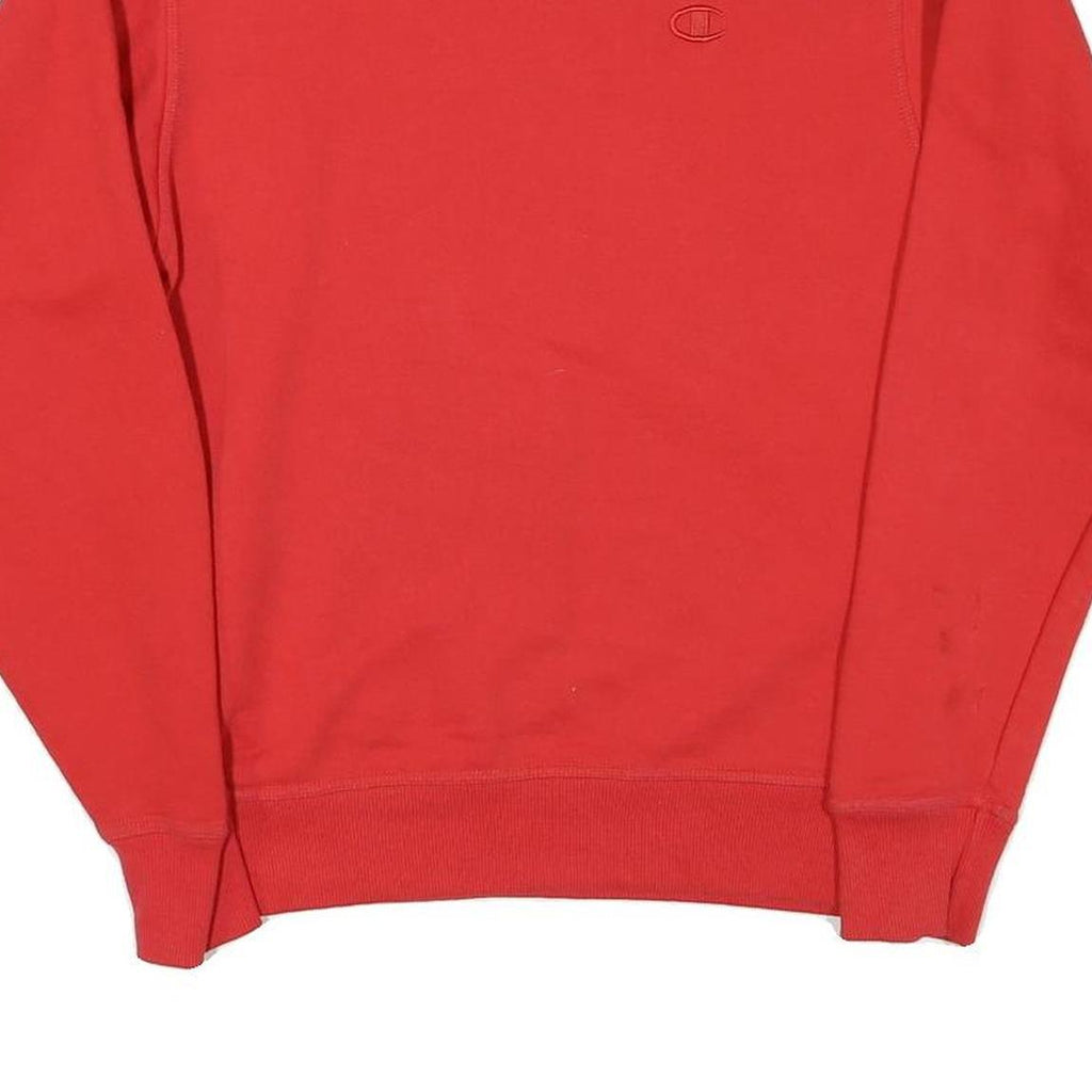 CHAMPION Mens Red Cotton Blend Crew Neck S Embroidered Logo Sweatshirt