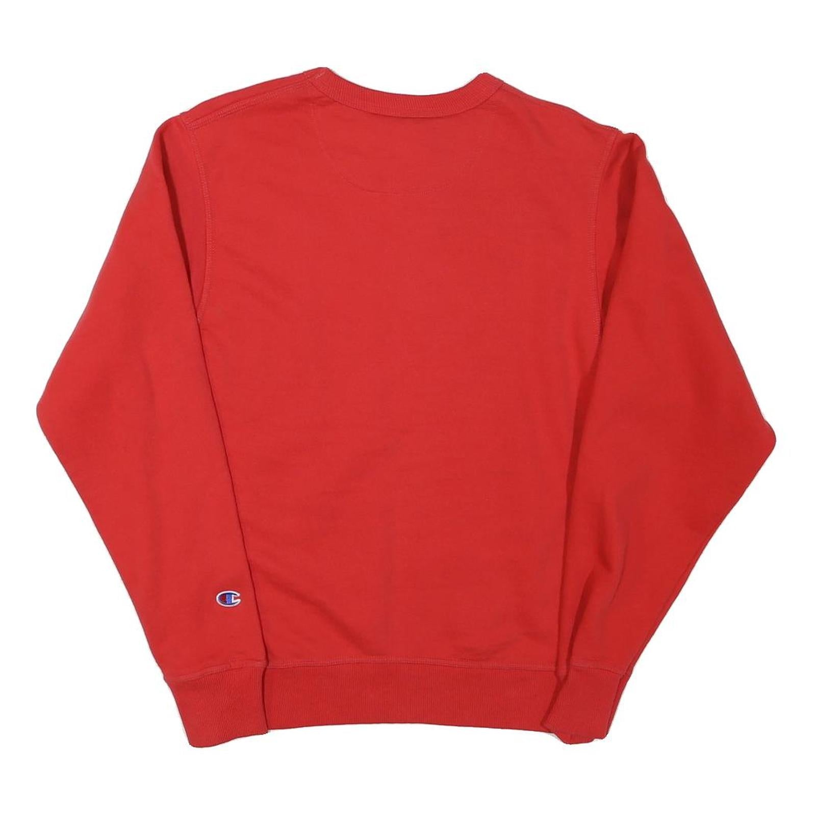 CHAMPION Mens Red Cotton Blend Crew Neck S Embroidered Logo Sweatshirt