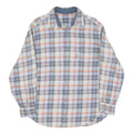 Mens Blue & Orange Check Cotton Shirt M Casual Long Sleeve Button