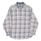 Mens Blue & Orange Check Cotton Shirt M Casual Long Sleeve Button