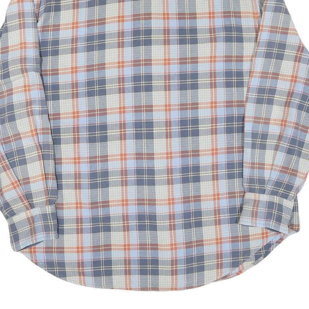 Mens Blue & Orange Check Cotton Shirt M Casual Long Sleeve Button