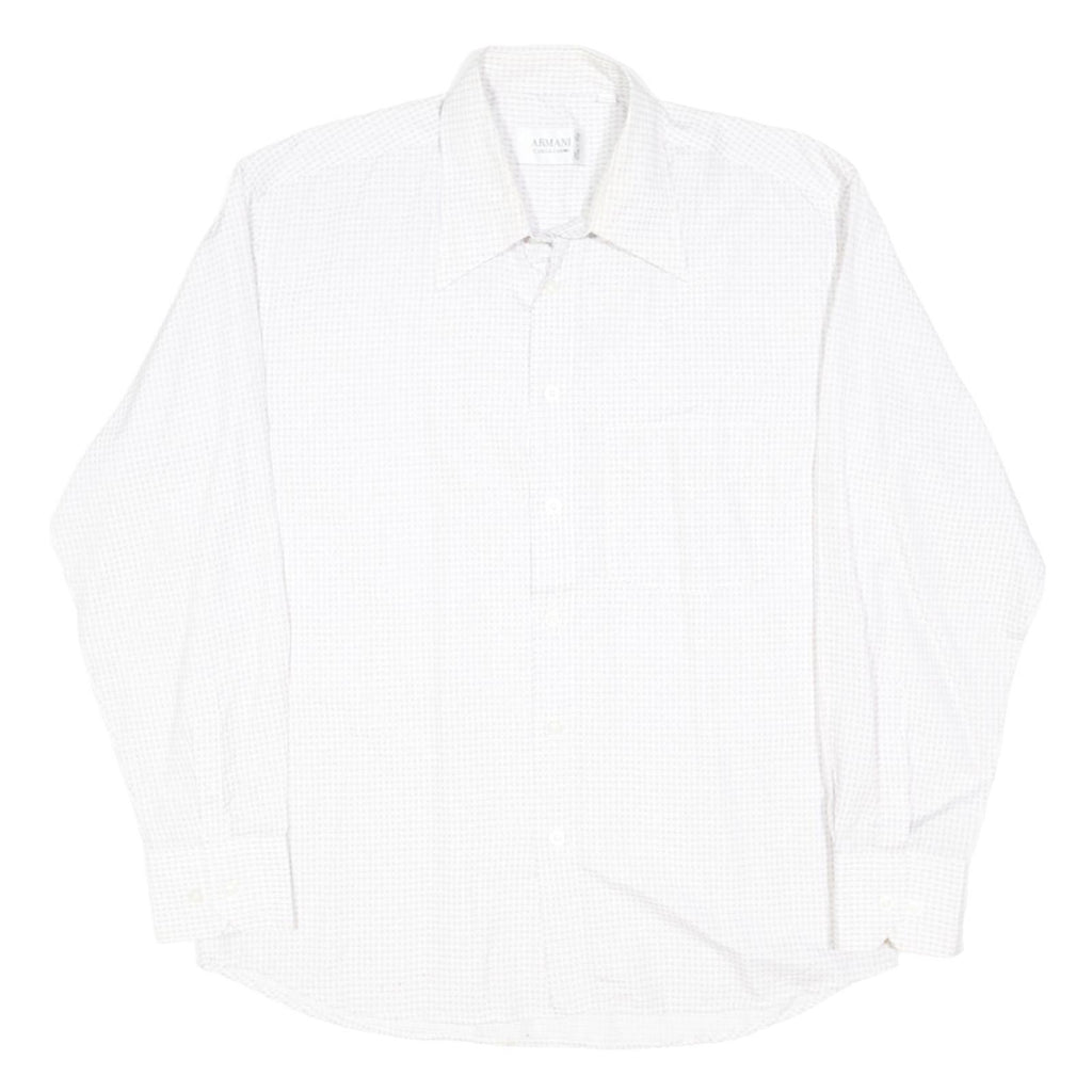 ARMANI COLLEZIONI Mens White Plain Cotton Long Sleeve Shirt L Classic Formal