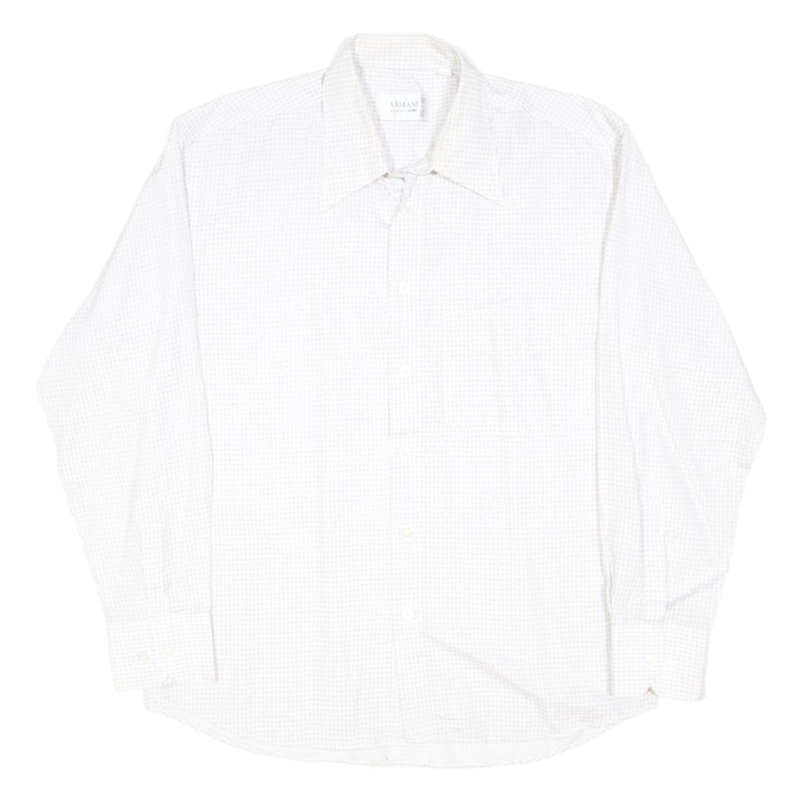 ARMANI COLLEZIONI Mens White Plain Cotton Long Sleeve Shirt L Classic Formal