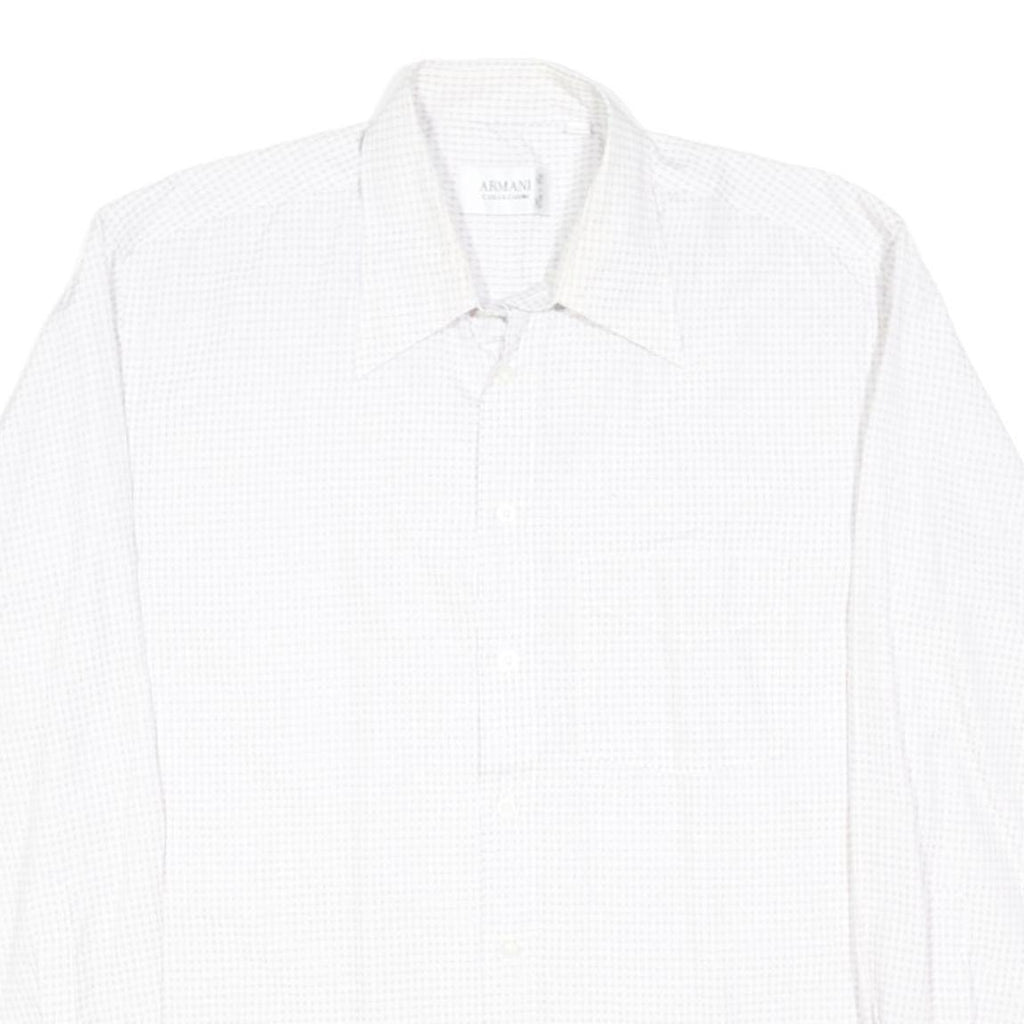 ARMANI COLLEZIONI Mens White Plain Cotton Long Sleeve Shirt L Classic Formal