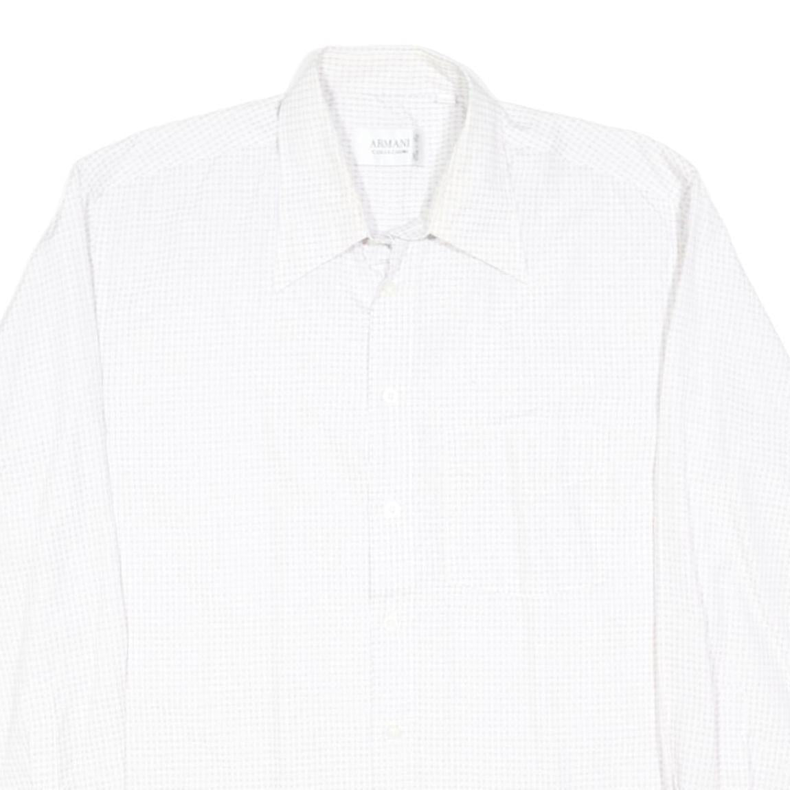 ARMANI COLLEZIONI Mens White Plain Cotton Long Sleeve Shirt L Classic Formal