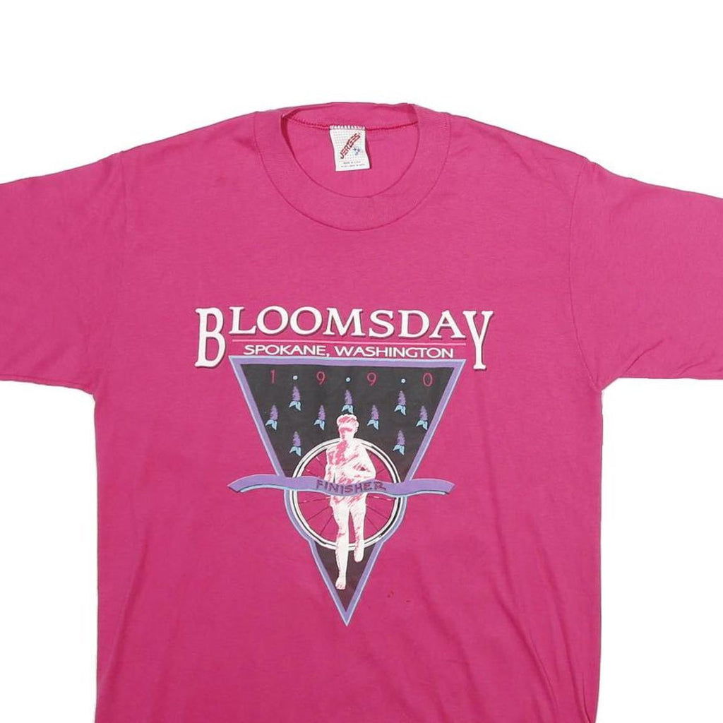 JERZEES Mens Pink Bloomsday Graphic T-Shirt M Short Sleeve Crew Neck Finisher