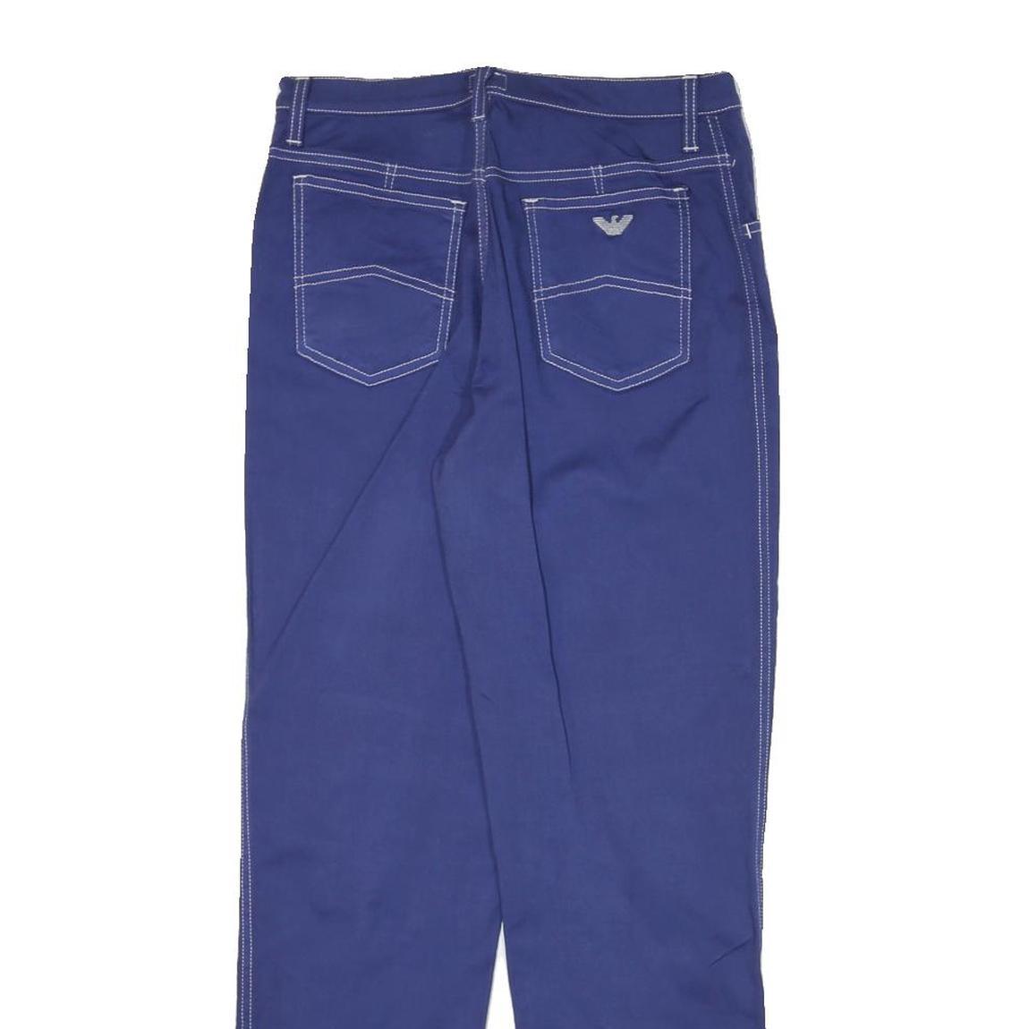 ARMANI JEANS Womens Cotton Blend Blue Slim Straight Trousers W26 L28 Stylish