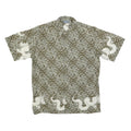 CRAZY WAVE Mens Green Cotton Blend Shirt L Dragon Print Casual Summer