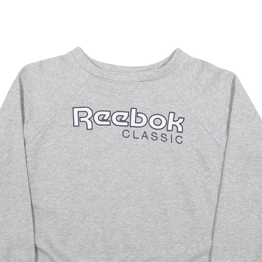 REEBOK Womens Grey Classic Crew Neck Sweatshirt S Cotton Blend Casual Pullover