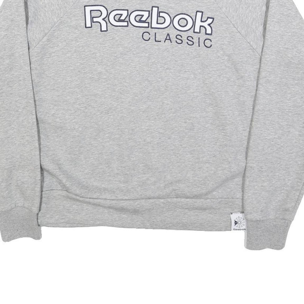 REEBOK Womens Grey Classic Crew Neck Sweatshirt S Cotton Blend Casual Pullover