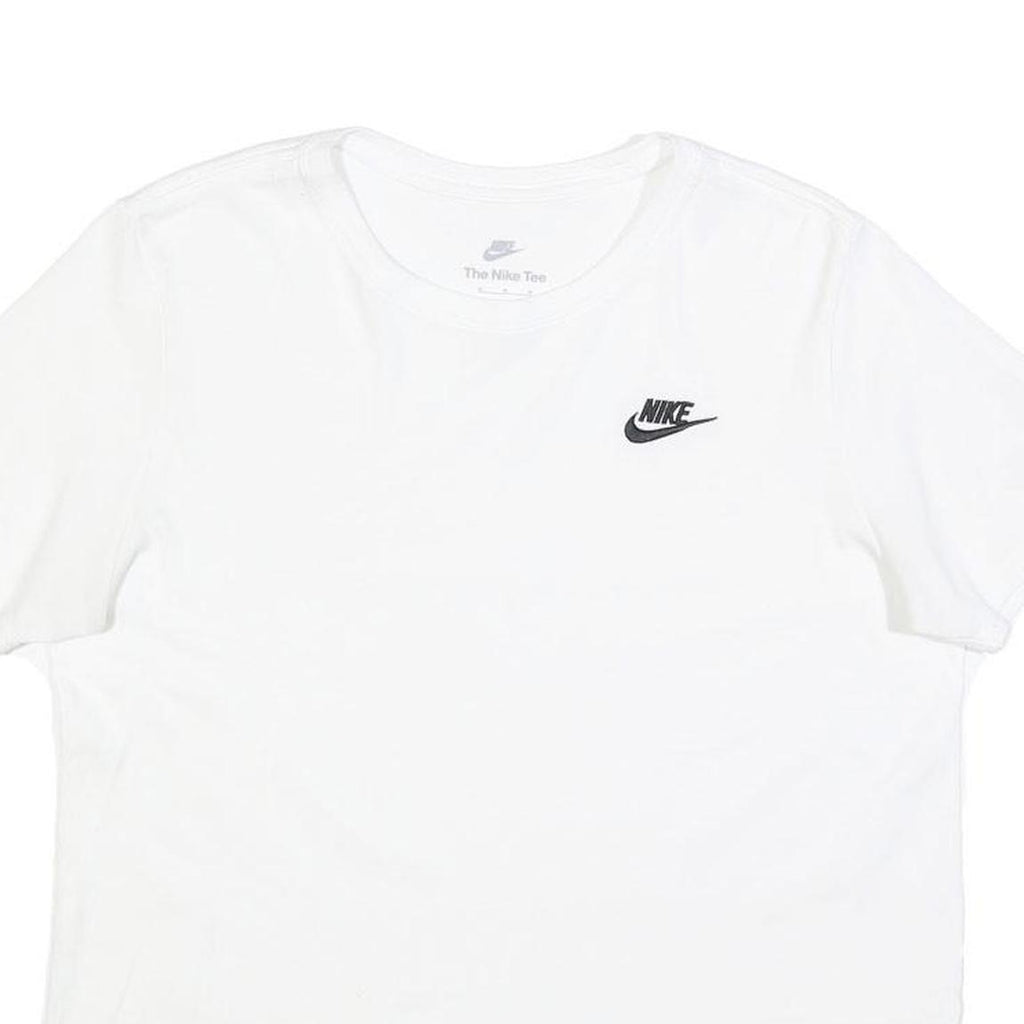 NIKE Womens White Logo T-Shirt M Short Sleeve Crew Neck Classic Cotton