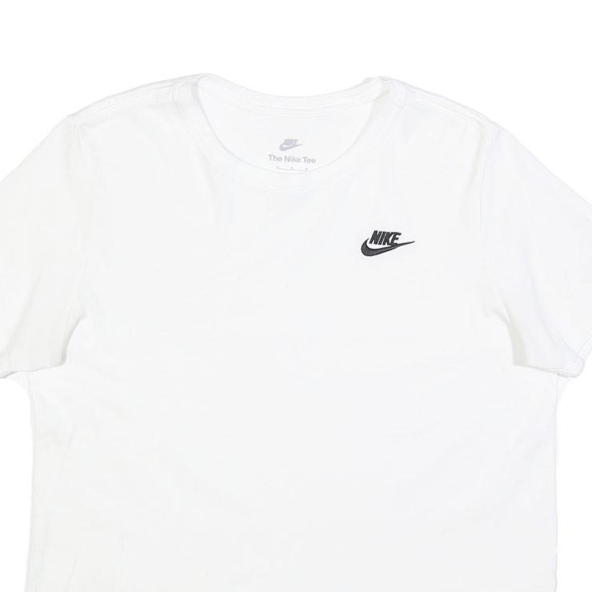 NIKE Womens White Logo T-Shirt M Short Sleeve Crew Neck Classic Cotton