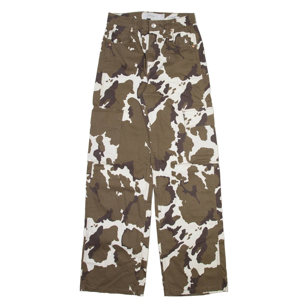BERSHKA Cargo Womens Trousers Brown Regular Straight W26 L32