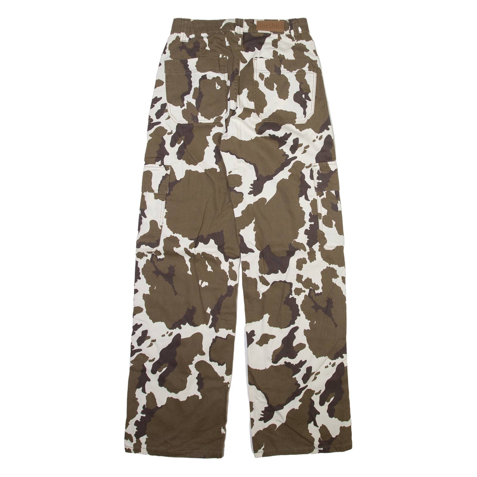 BERSHKA Cargo Womens Trousers Brown Regular Straight W26 L32
