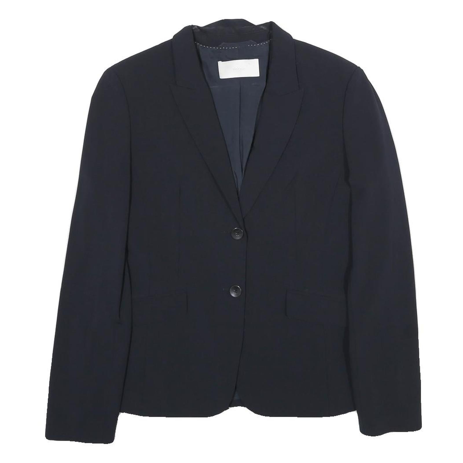 BOSS HUGO BOSS Womens Navy Blue Blazer Jacket M Woven Tailored Button Closure