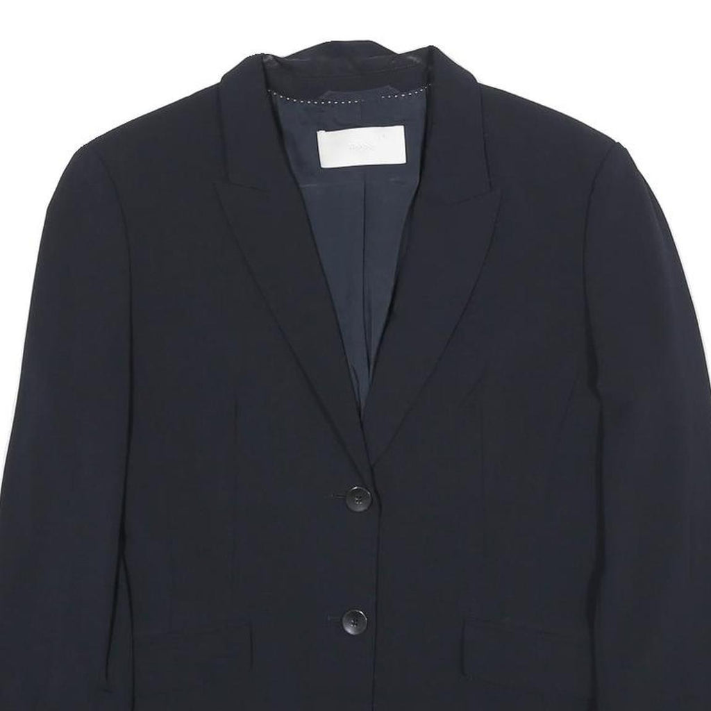 BOSS HUGO BOSS Womens Navy Blue Blazer Jacket M Woven Tailored Button Closure