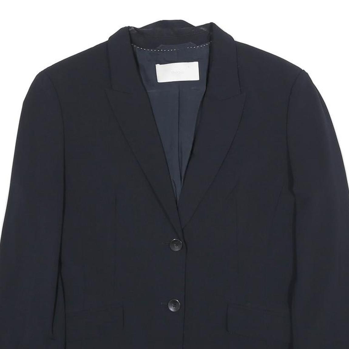 BOSS HUGO BOSS Womens Navy Blue Blazer Jacket M Woven Tailored Button Closure