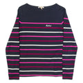 BARBOUR Hawkins Womens Patterned Jumper Blue Striped Tight Knit UK 8
