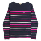 BARBOUR Hawkins Womens Patterned Jumper Blue Striped Tight Knit UK 8