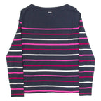 BARBOUR Hawkins Womens Patterned Jumper Blue Striped Tight Knit UK 8
