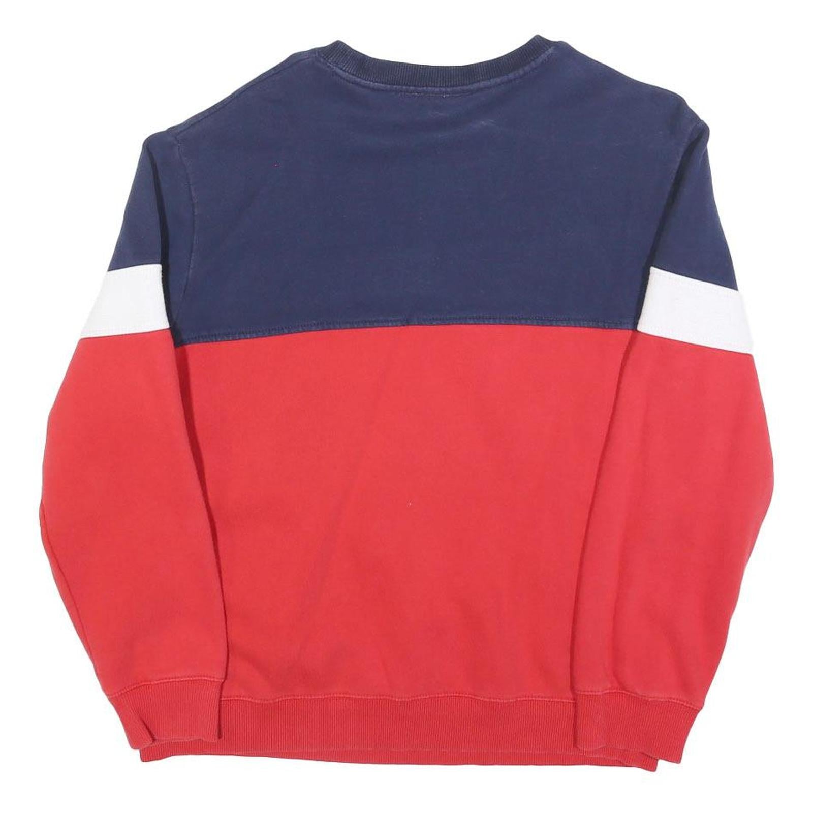 FILA Womens Blue & Red Cotton Blend Crew Neck Sweatshirt S Logo Print