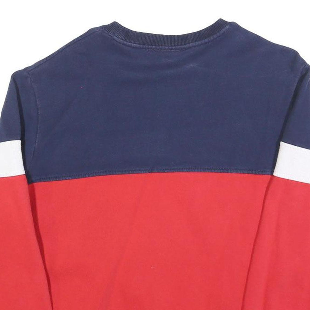 FILA Womens Blue & Red Cotton Blend Crew Neck Sweatshirt S Logo Print