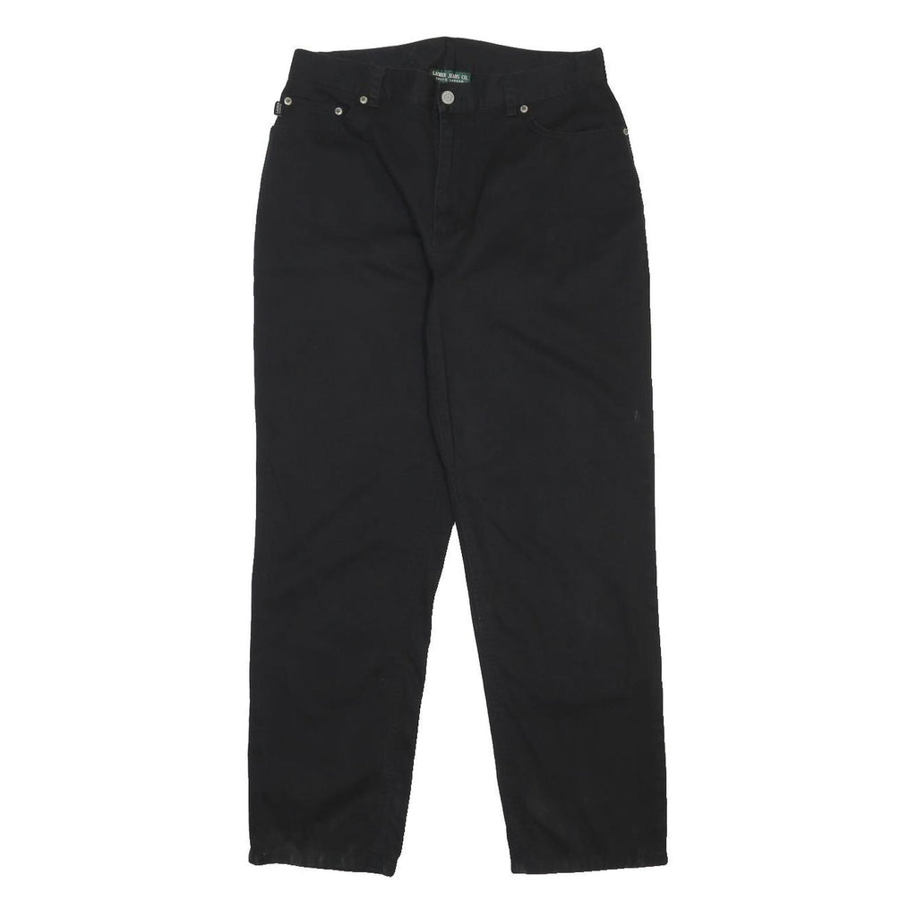 LAUREN RALPH LAUREN Womens Cotton Blend Black Regular Fit Straight Leg Trousers