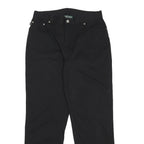 LAUREN RALPH LAUREN Womens Cotton Blend Black Regular Fit Straight Leg Trousers