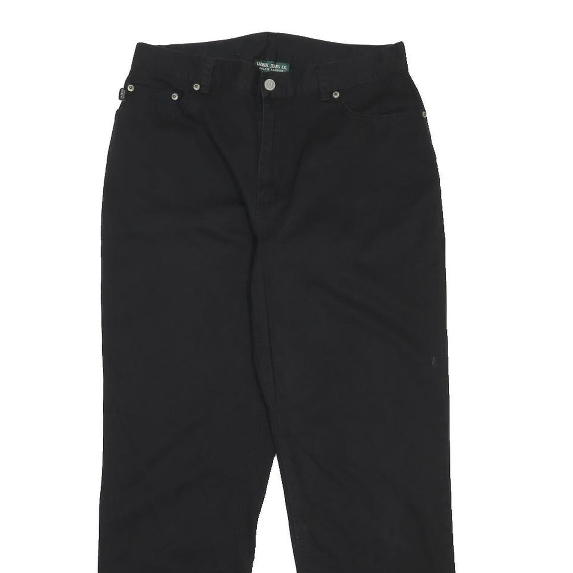LAUREN RALPH LAUREN Womens Cotton Blend Black Regular Fit Straight Leg Trousers