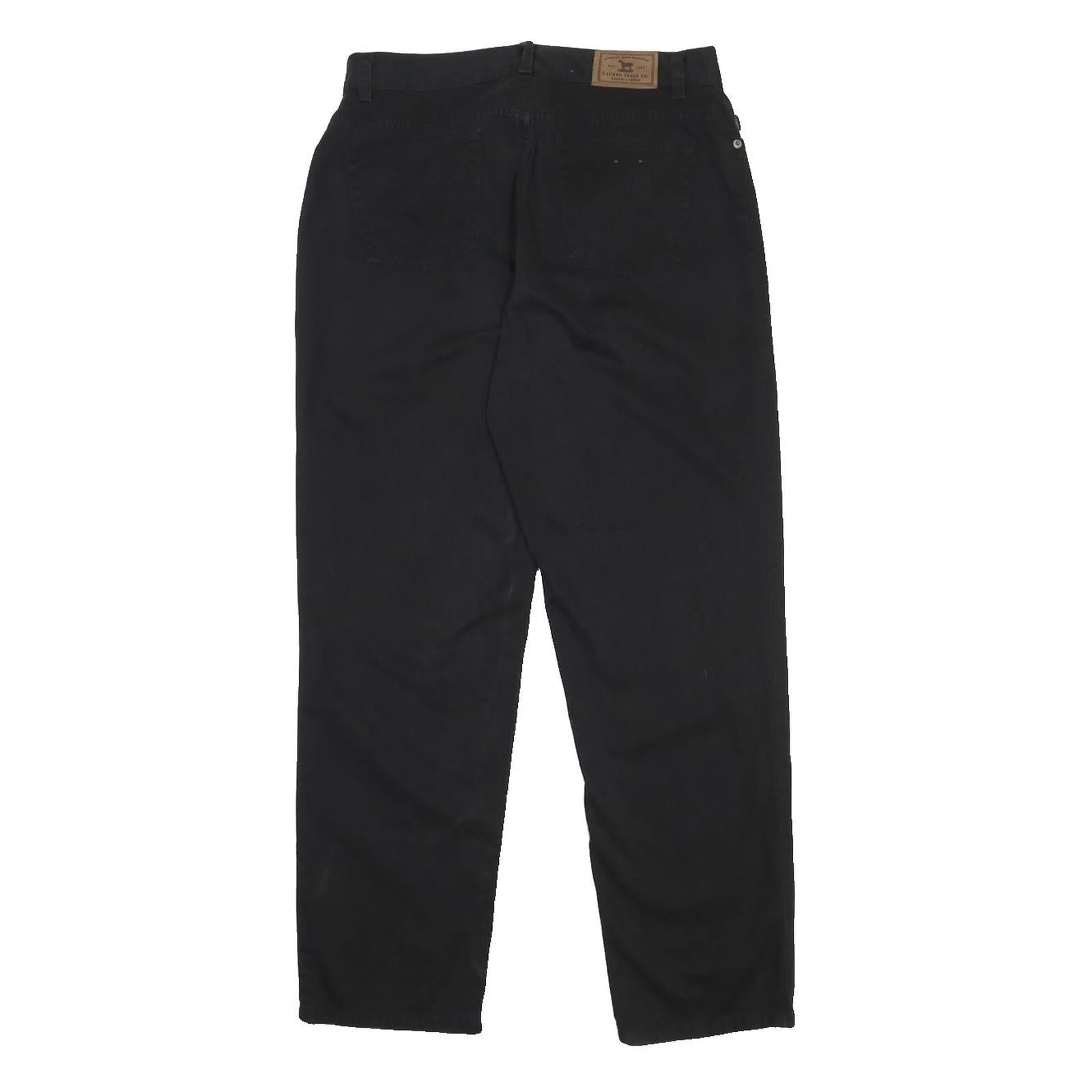 LAUREN RALPH LAUREN Womens Cotton Blend Black Regular Fit Straight Leg Trousers