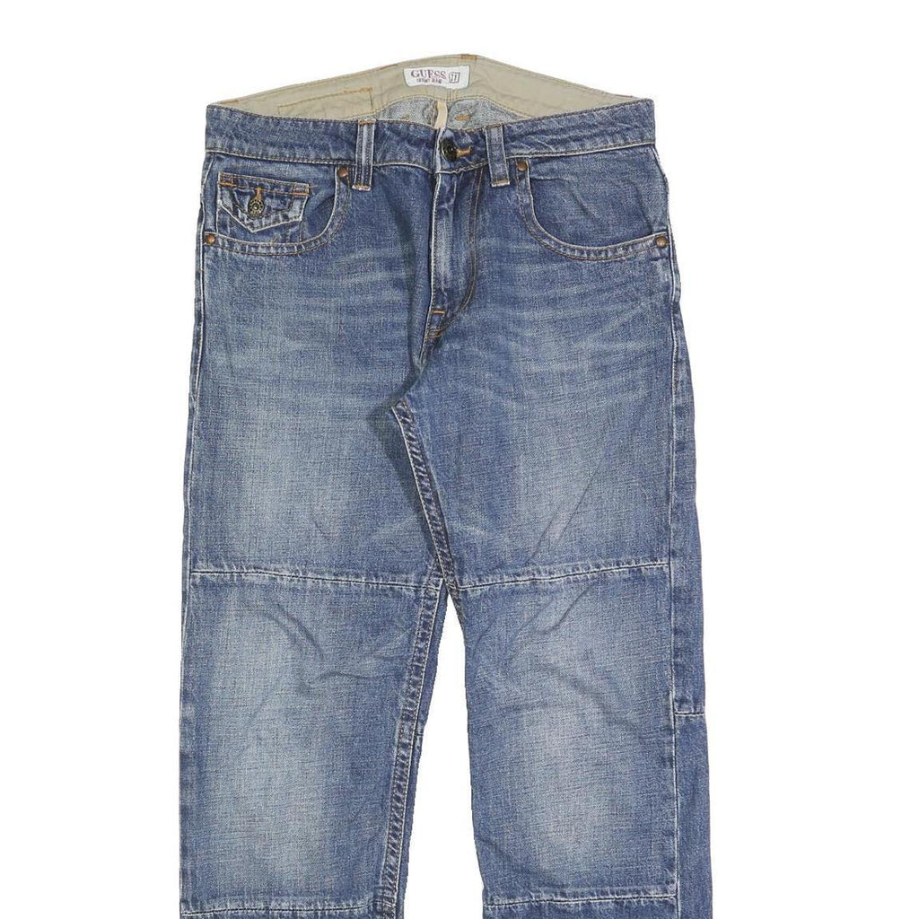 GUESS Mens Blue Regular Fit Denim Jeans W31 L31 Classic Cotton Blend Zip