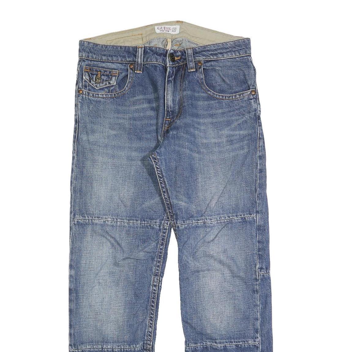 GUESS Mens Blue Regular Fit Denim Jeans W31 L31 Classic Cotton Blend Zip