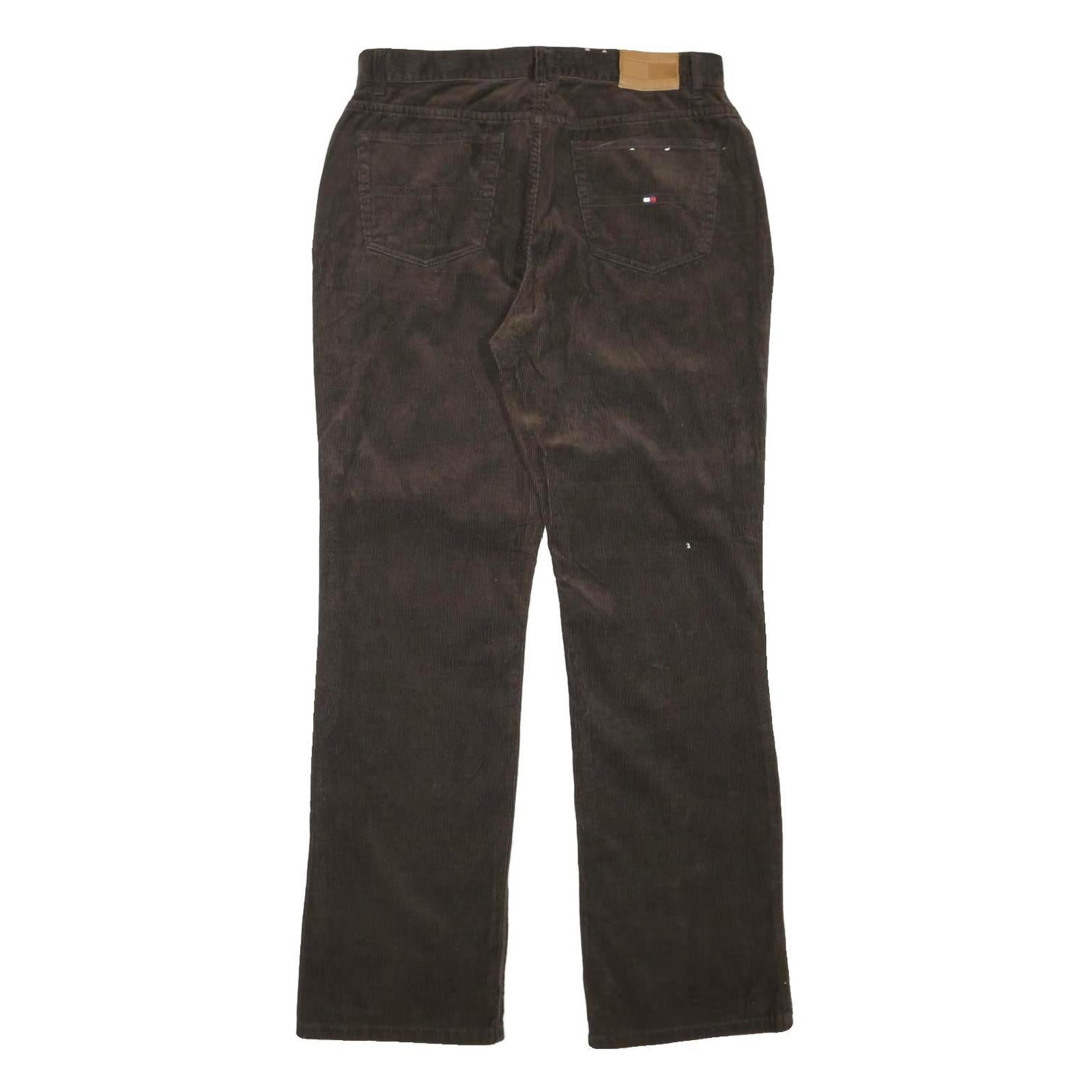 TOMMY HILFIGER Womens Brown Cotton Blend Regular Fit Straight Trousers W32 L31