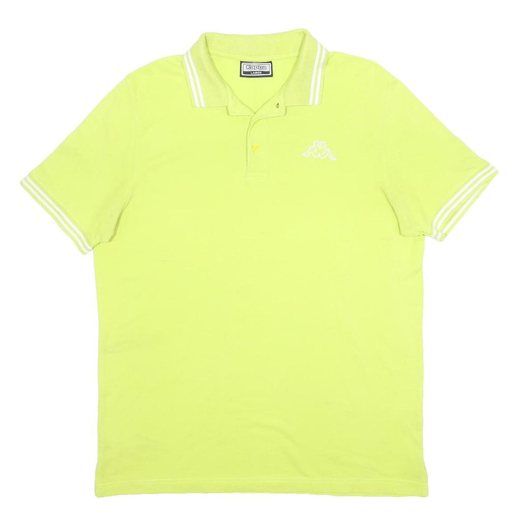 KAPPA Mens Yellow & White Short Sleeve Polo Shirt L Cotton Classic Fit
