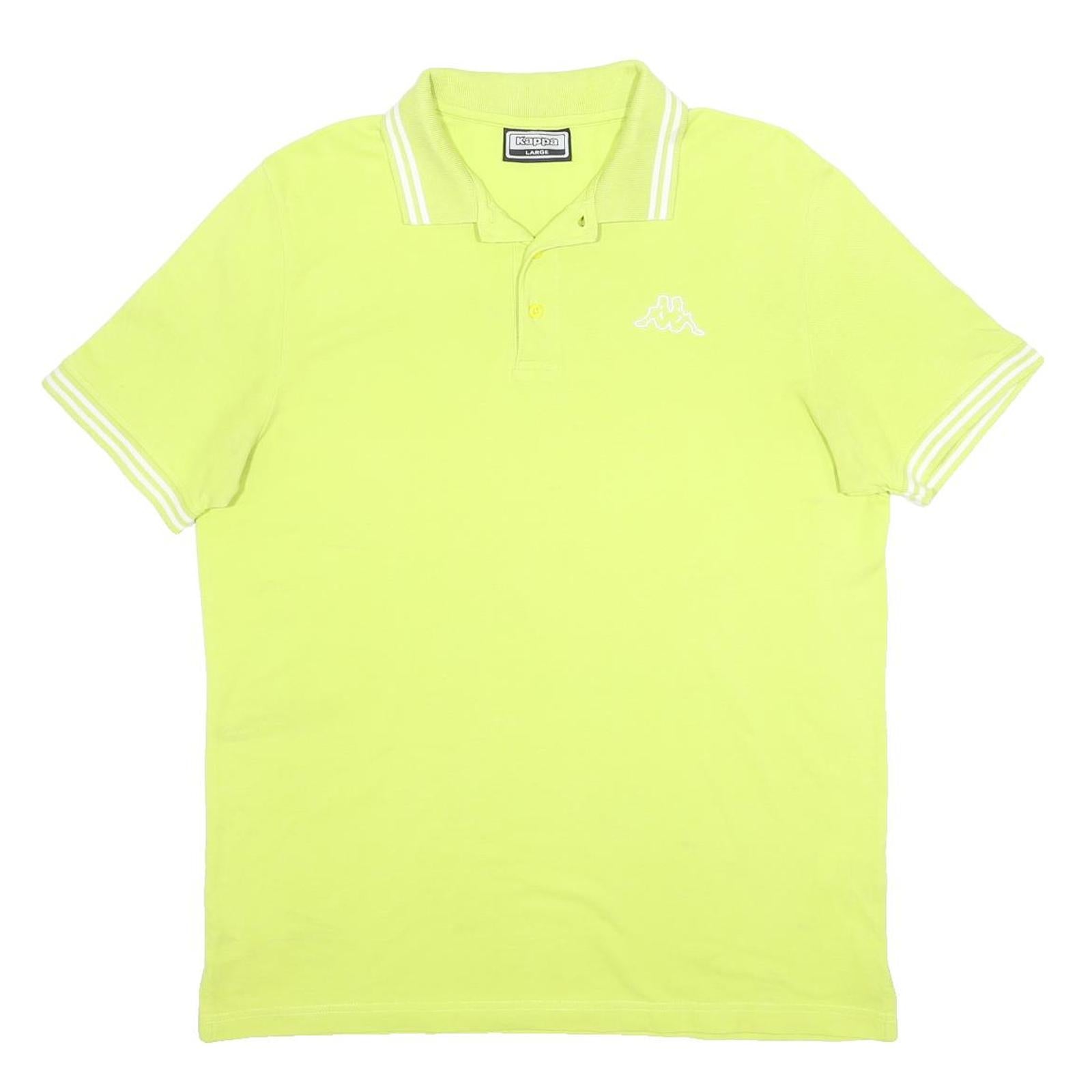 KAPPA Mens Yellow & White Short Sleeve Polo Shirt L Cotton Classic Fit