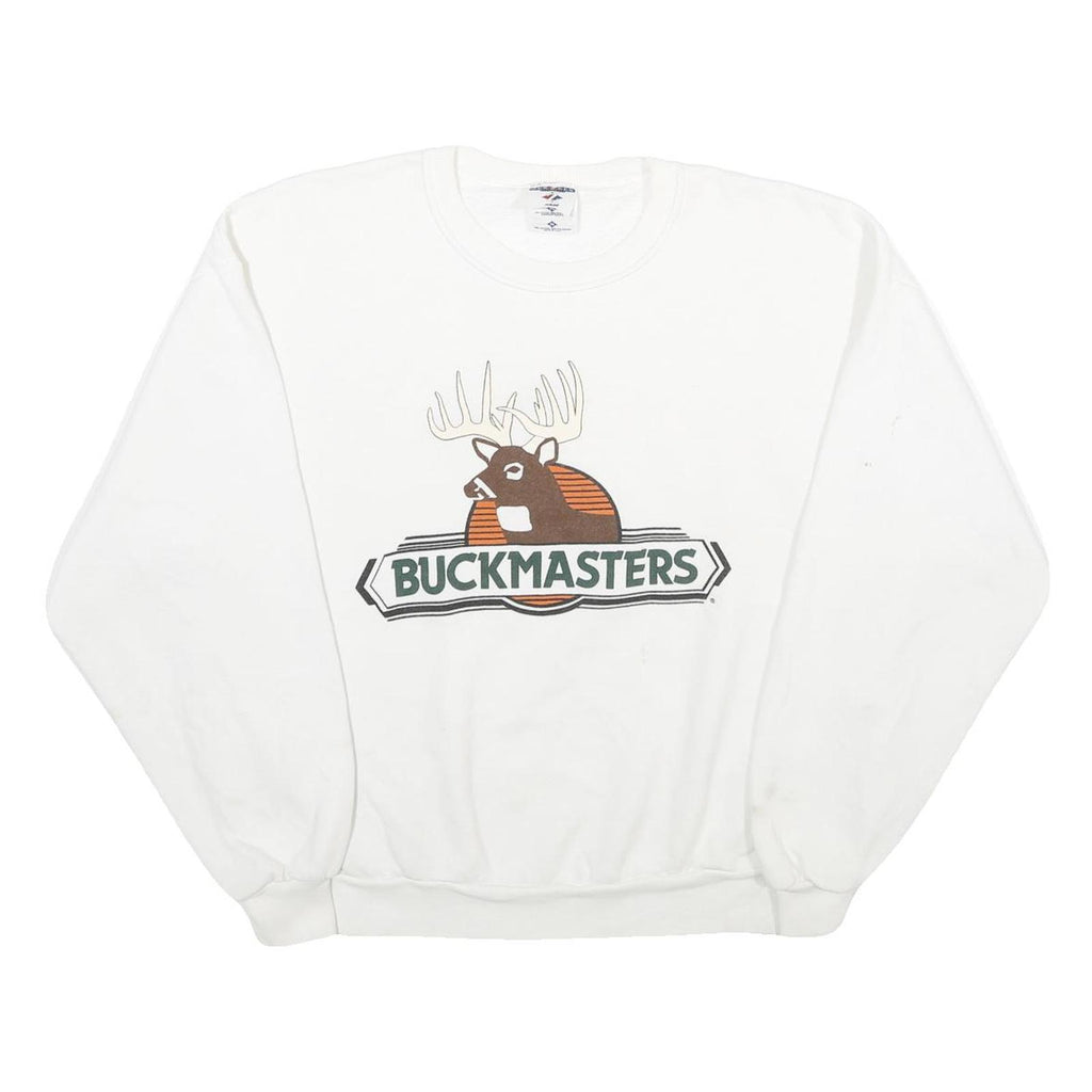 JERZEES Mens White Buckmasters Crew Neck XL Cotton Blend Sweatshirt