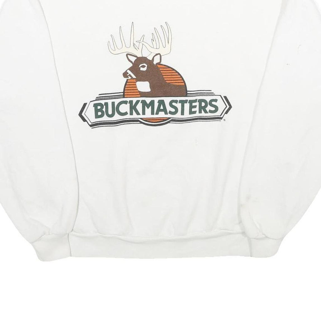 JERZEES Mens White Buckmasters Crew Neck XL Cotton Blend Sweatshirt