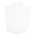 GAP Womens White Basic Cap Sleeve Collared Shirt XXS Casual Cotton Blend