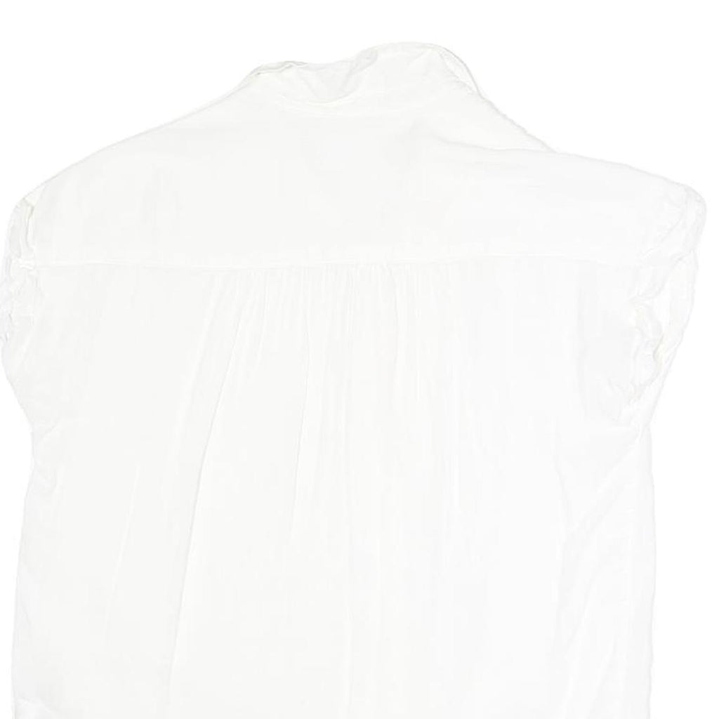 GAP Womens White Basic Cap Sleeve Collared Shirt XXS Casual Cotton Blend
