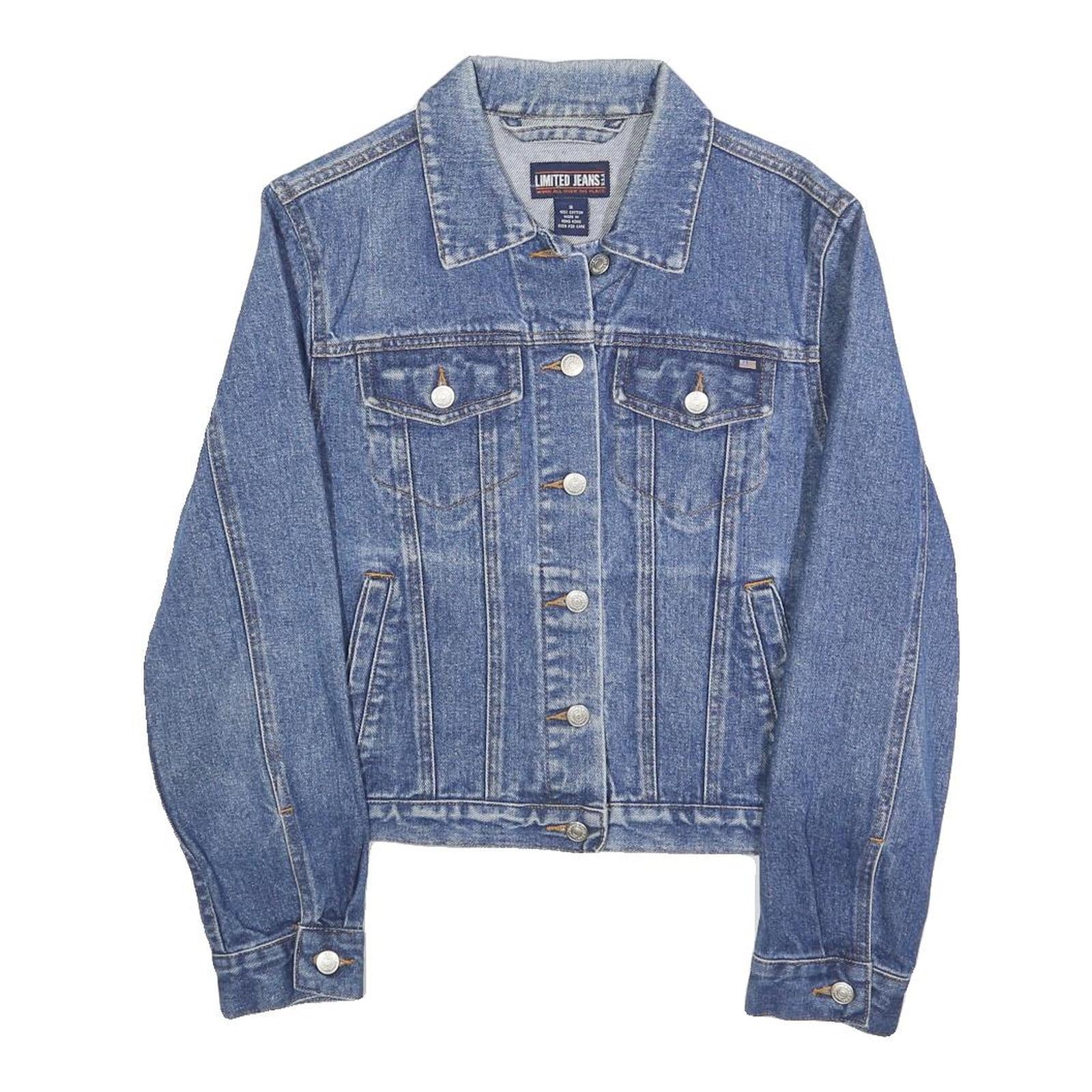 LIMITED JEANS Womens Blue Denim Cotton Button Jacket S Classic Vintage Style