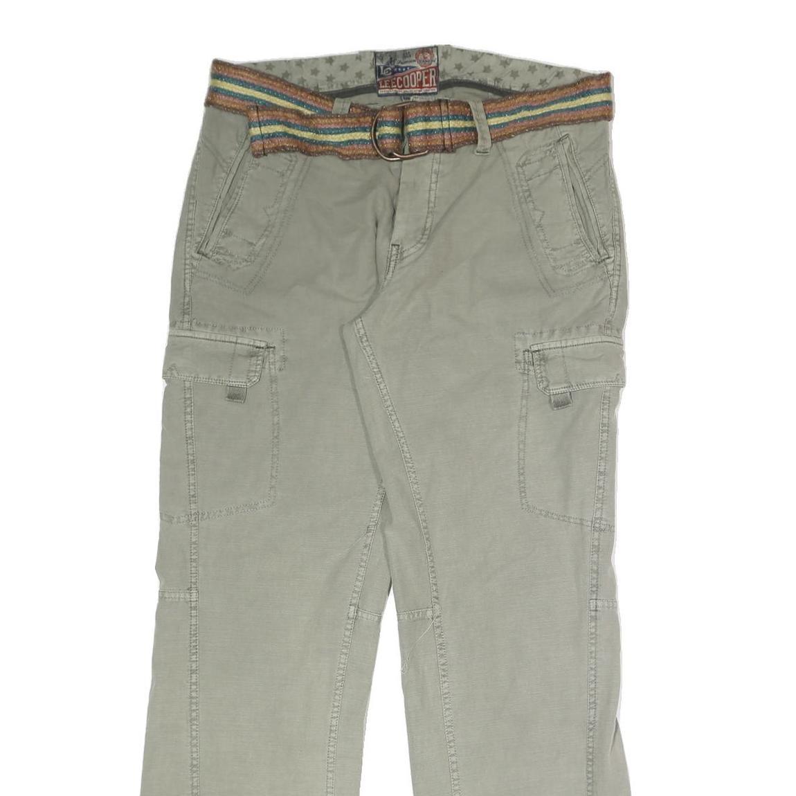 LEE COOPER Mens Cotton Blend Light Green Relaxed Cargo Trousers W35 L33