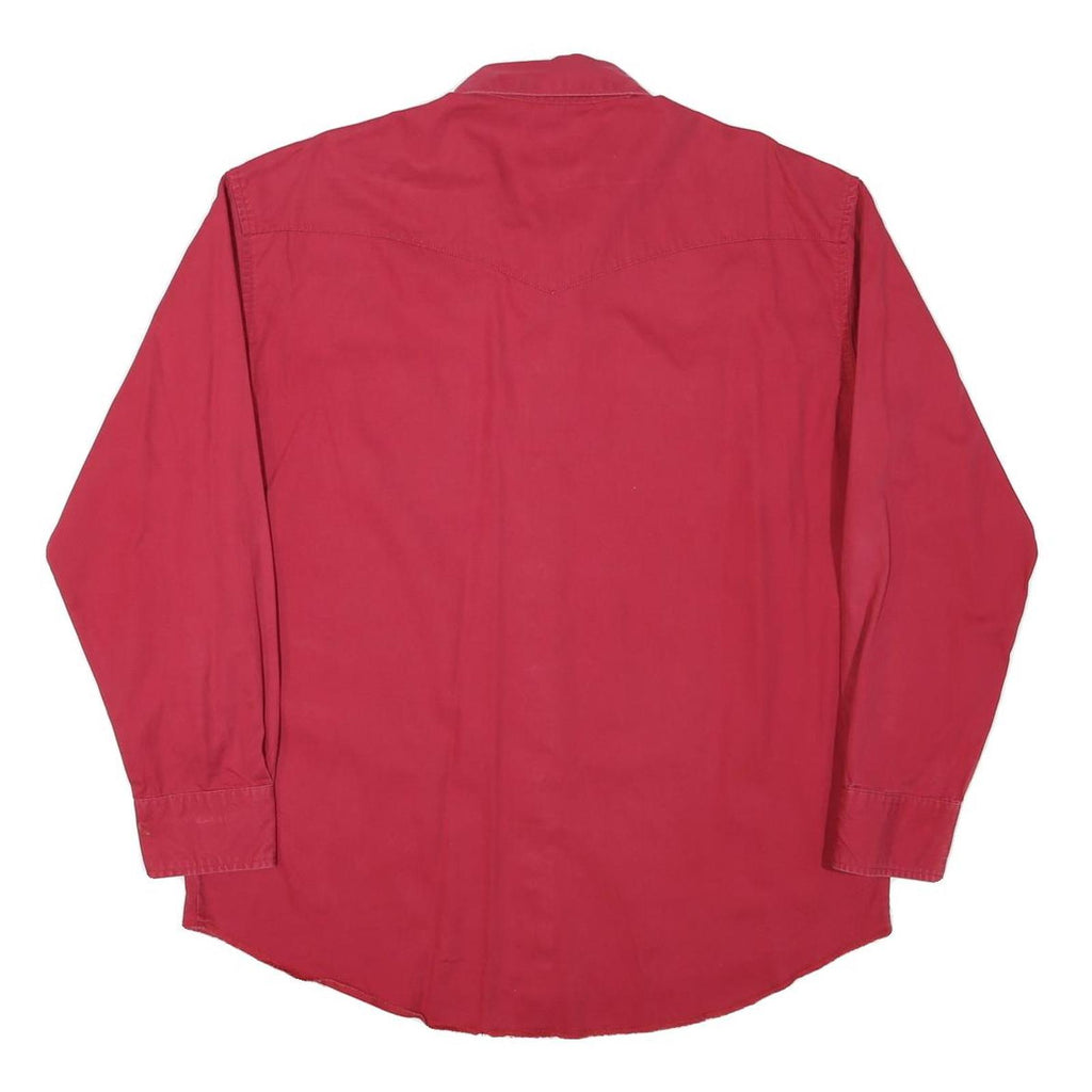 WRANGLER Mens Red Cotton Blend Shirt M Long Sleeve Button Front Casual