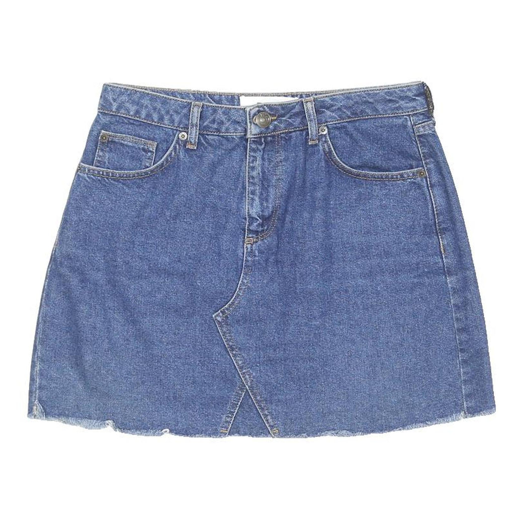 BDG Womens Blue Denim Mini Cotton Skirt M Raw Hem Casual Everyday Style
