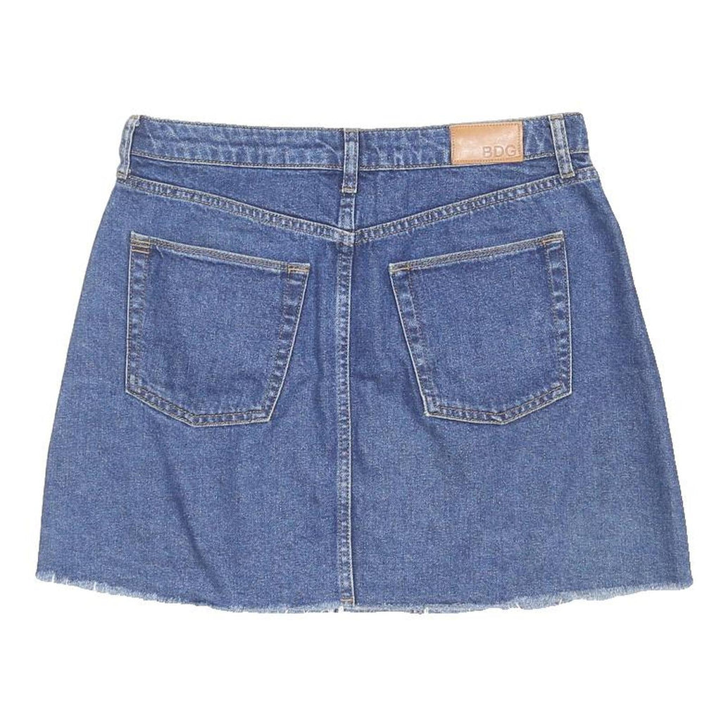 BDG Womens Blue Denim Mini Cotton Skirt M Raw Hem Casual Everyday Style