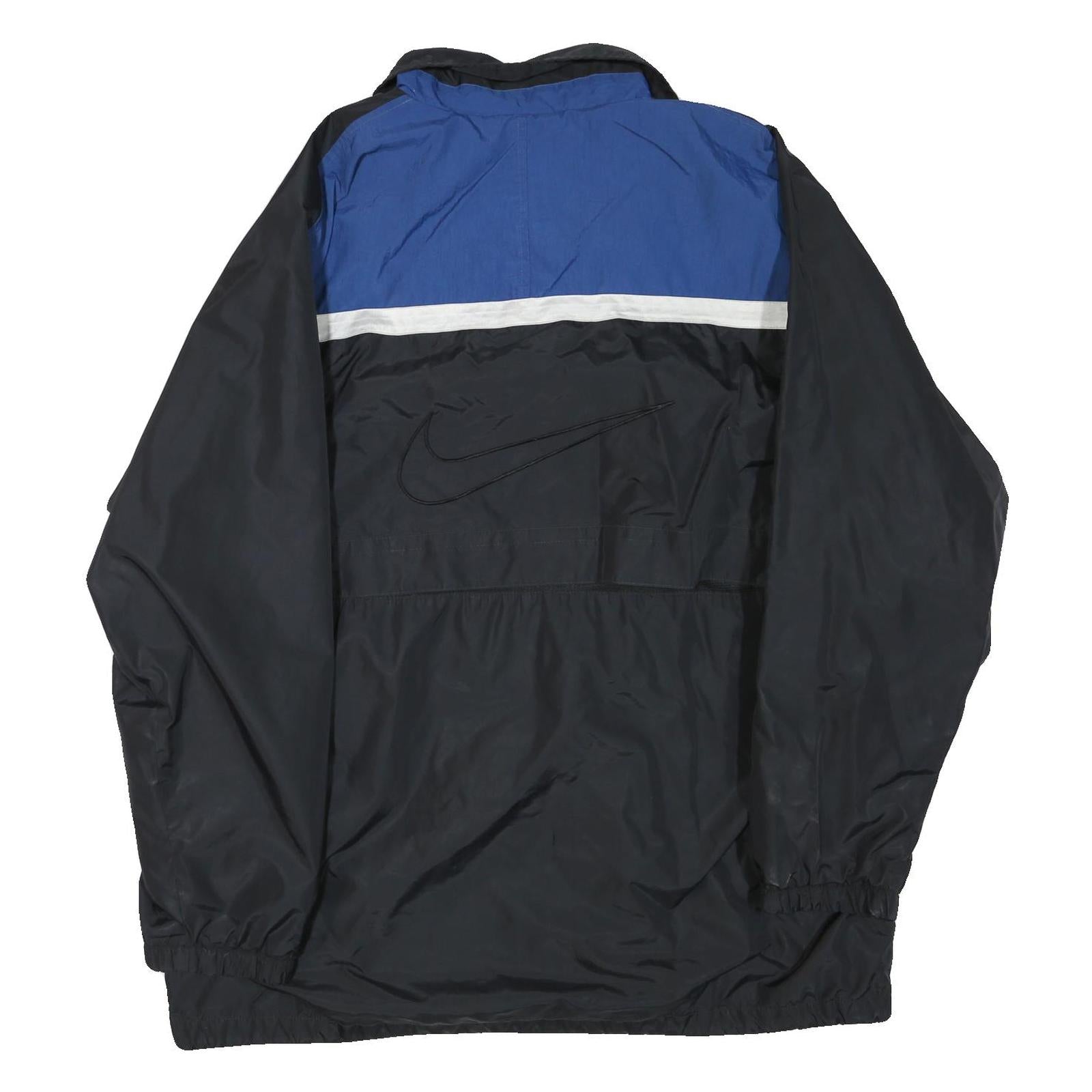 NIKE Mens Black & Blue Zip Front Polyester Blend Jacket XL Lightweight