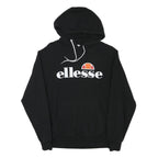 ELLESSE Womens Black Hoodie UK 14 Cotton Blend Pullover Sweatshirt