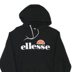 ELLESSE Womens Black Hoodie UK 14 Cotton Blend Pullover Sweatshirt