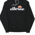 ELLESSE Womens Black Hoodie UK 14 Cotton Blend Pullover Sweatshirt