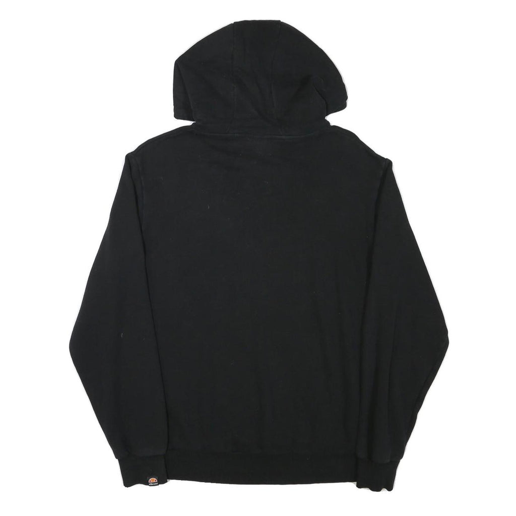 ELLESSE Womens Black Hoodie UK 14 Cotton Blend Pullover Sweatshirt