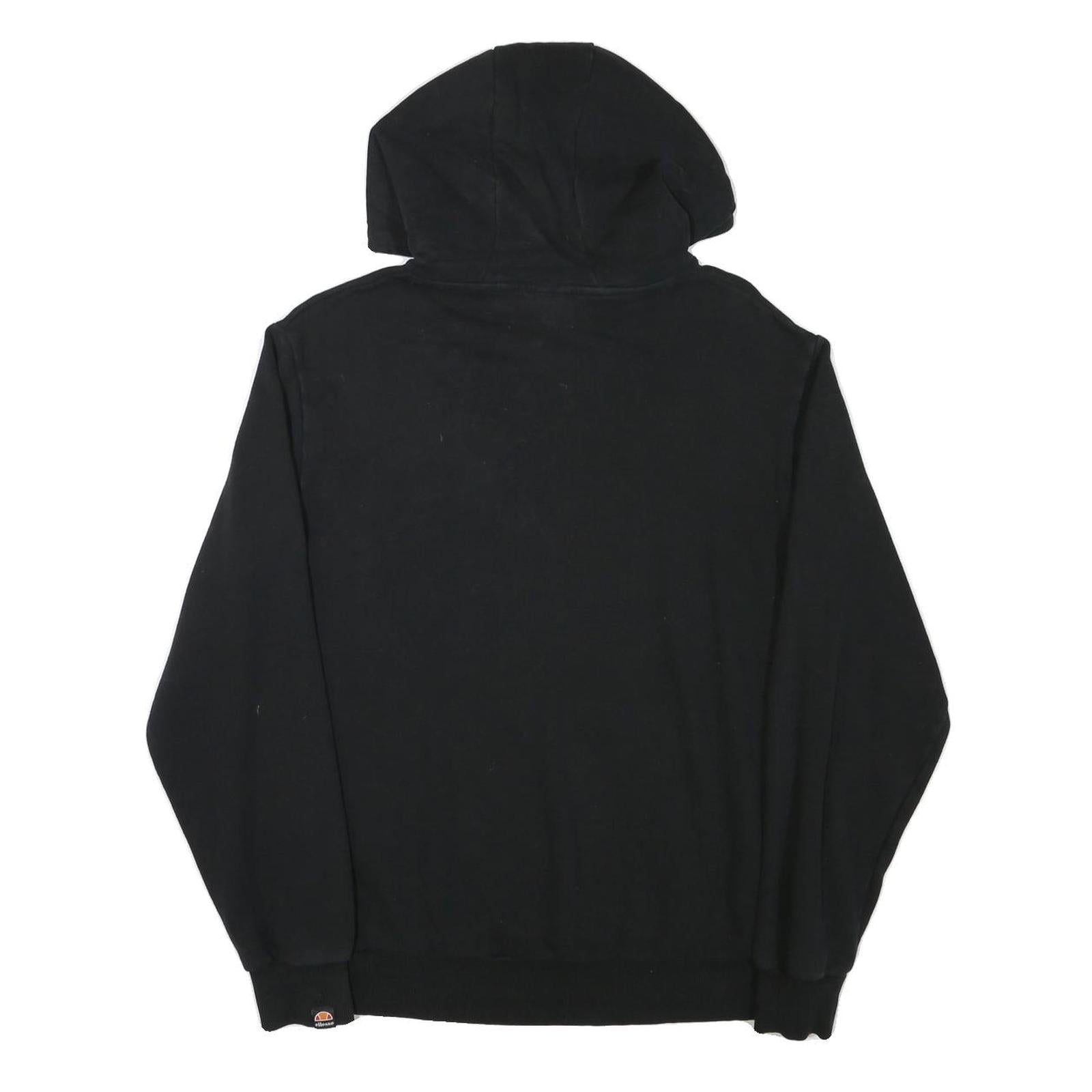 ELLESSE Womens Black Hoodie UK 14 Cotton Blend Pullover Sweatshirt